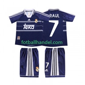 Barn Fotballdrakter Real Madrid RAUL 7 1999 Borte Retro 1998 Kortermet